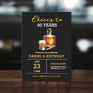 Beifall auf 60 Jahre Whiskey Cigar Bourbon Geburts Einladung