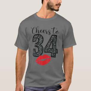 Beifall bis 34 Jahre Lippen Happy Birthday Leopard T-Shirt