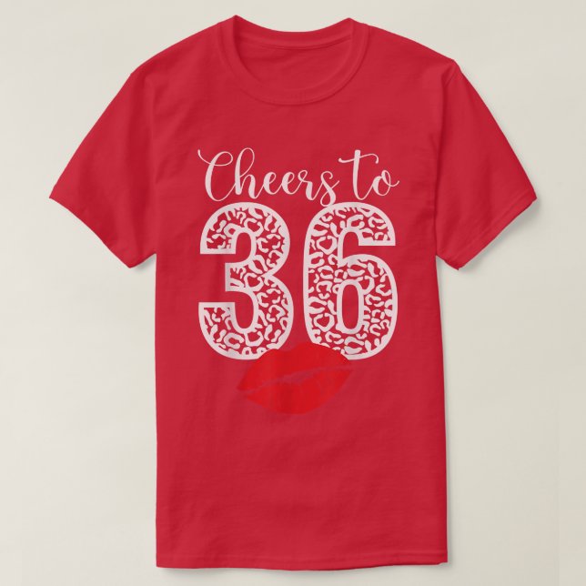 Beifall bis 36 Jahre Lips Happy Birthday Leopard B T-Shirt (Design vorne)