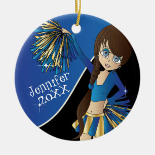 Beifall-blaues Cheerleader-Mädchen Keramikornament