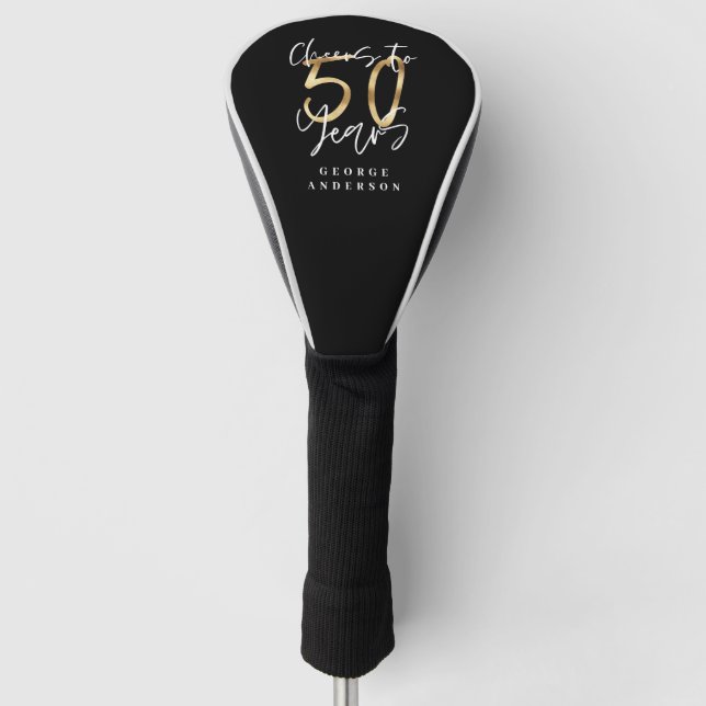 Beifall für 50 Jahre modernes Schwarz und Gold Golf Headcover (Vorderseite)