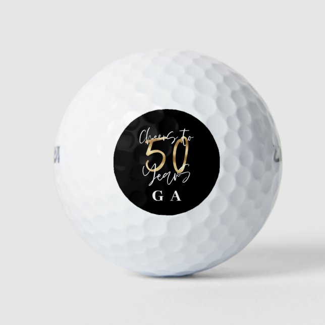 Beifall für 50 Jahre modernes Schwarz und Gold Golfball (Vorderseite)