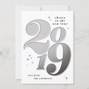 Beifall für das neue Jahr fett Silber 2019 Feiertagskarte