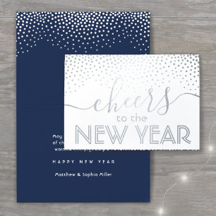 Beifall für das neue Jahr Navy Blue Stylish Confet Folienkarte