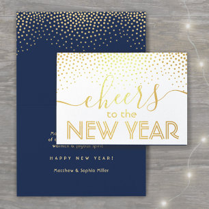 Beifall für das neue Jahr Stilvolle Confetti Navy  Folienkarte
