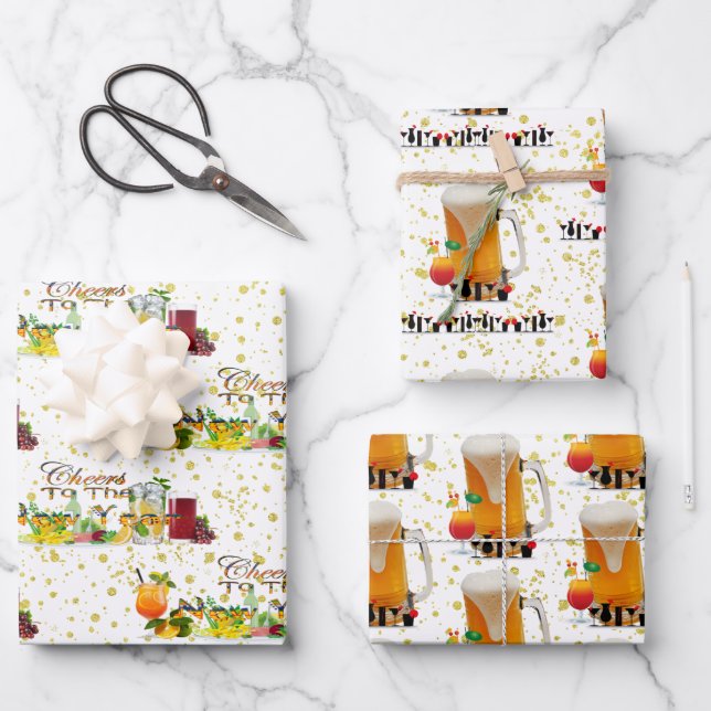 Beifall für das New Year Cocktails Drinks Abendess Geschenkpapier Set (Vorderseite)