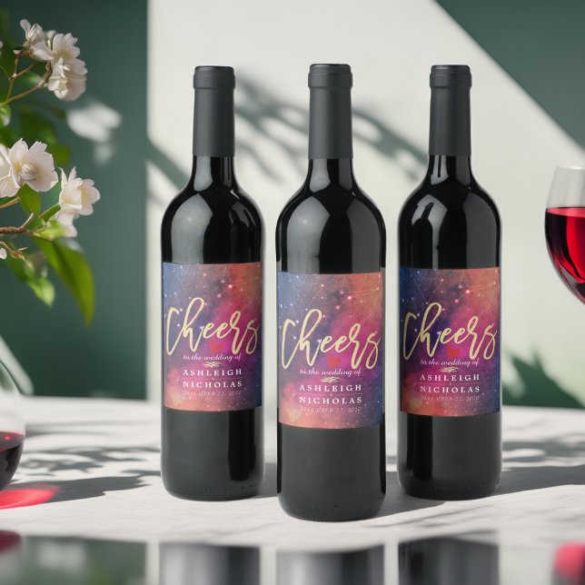 Beifall für die Konstellationen des Hochzeitsgalax Weinetikett (Von Creator hochgeladen)