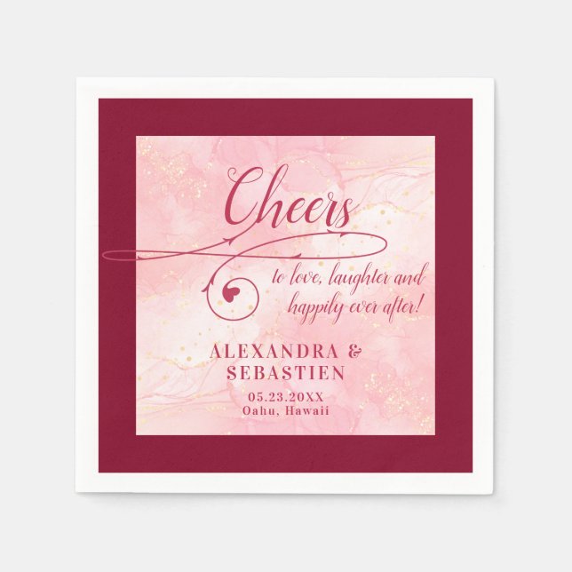Beifall für die Liebe Elegantes Script Burgundy Ho Serviette (Vorderseite)