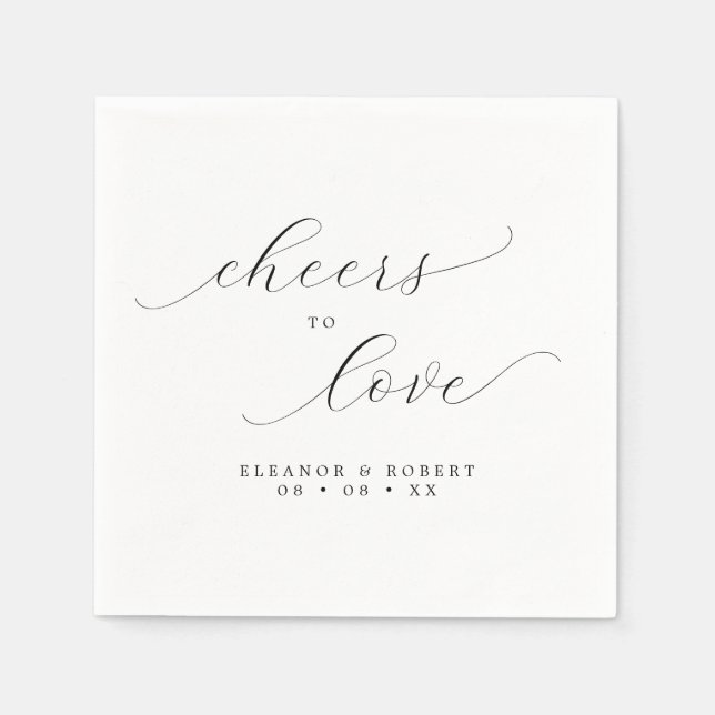 Beifall für die Liebe Minimalistischer SkriptWeddi Serviette (Vorderseite)