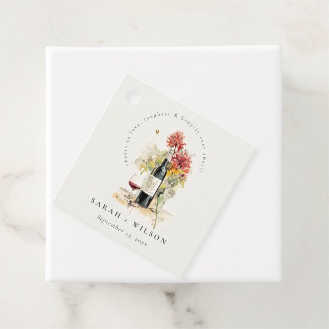 Beifall für die Liebe Rot-Gelb-Blütenhochzeit Geschenkanhänger (Beispiel)