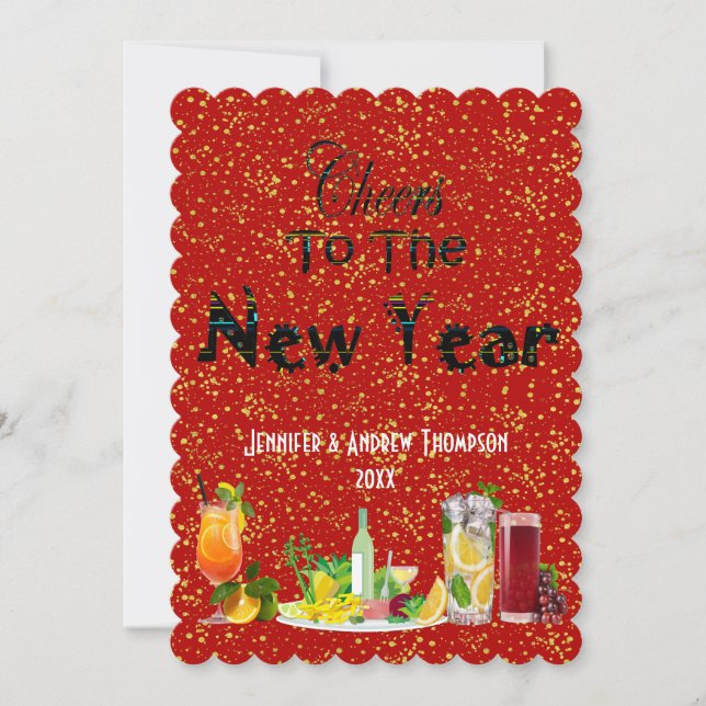 Beifall für die Neujahrsgrüße Red Custom Card Einladung (Vorderseite)
