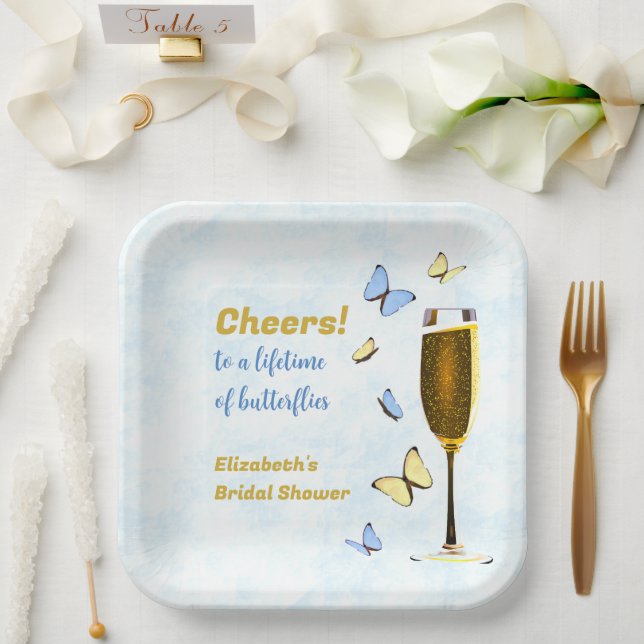 Beifall für ein Leben im Brautparty der Schmetterl Pappteller (Hochzeit)