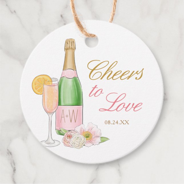 Beifall für Liebe Bridal Brunch und Bubbly Gefalle Geschenkanhänger (Vorderseite)