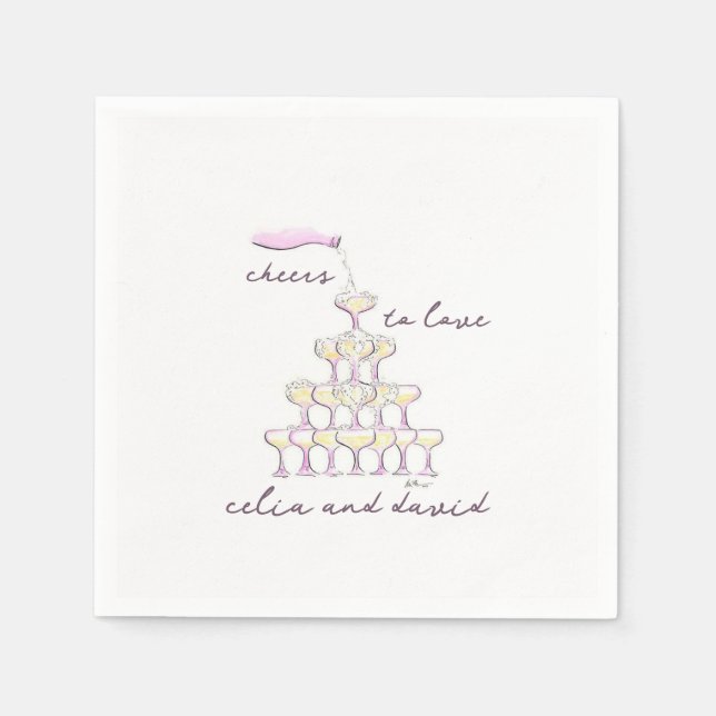 Beifall für Liebe Handgezeichnete Brillen Hochzeit Serviette (Vorderseite)