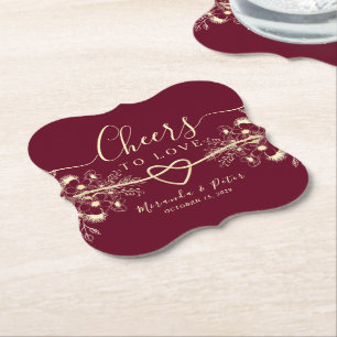 Beifall für Liebe Hochzeitspapier-Untersetzer Untersetzer