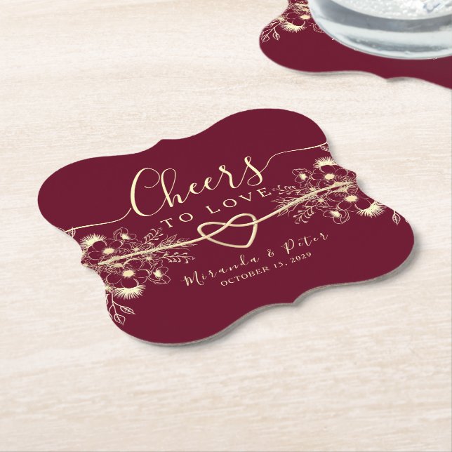Beifall für Liebe Hochzeitspapier-Untersetzer Untersetzer (angewinkelt)