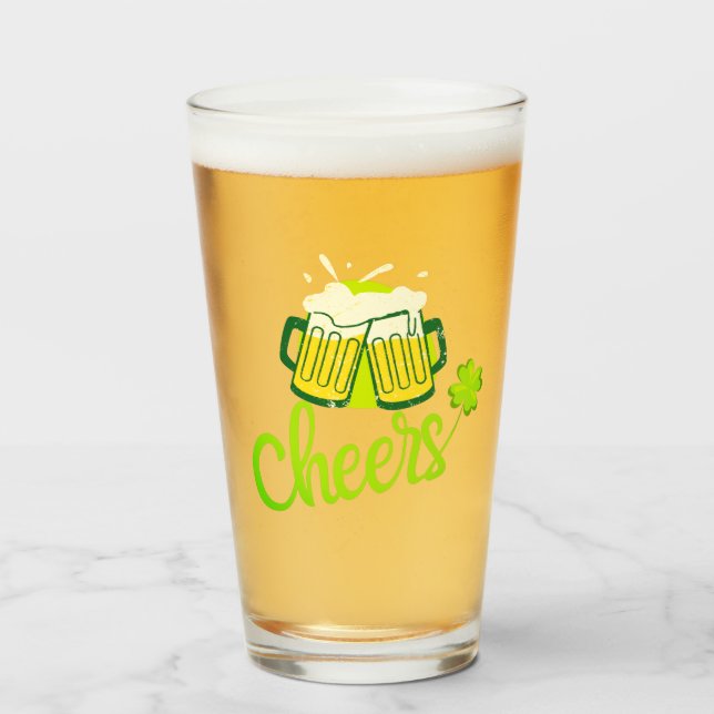 Beifall mit Kleeblatt - St. Patrick Day Glas (Vorne (Gefüllt))