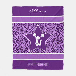 Beifall-/Pom Cheetah-Druck mit Monogramm in Lila Fleecedecke