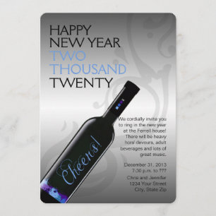 Beifall-Wein-Flaschen-Silvester-Party Einladung