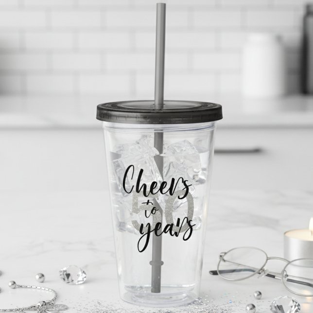 Beifall zu 50 Jahren Glitzer Geschenk Party Acryltrinkbecher (Von Creator hochgeladen)