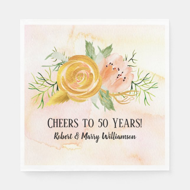 Beifall zu 50 Jahren Goldenes Jubiläum Blumenkohl Serviette (Vorderseite)