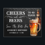 Beifall zu Bier Save the Date Geburtstagskarte Postkarte<br><div class="desc">Rustikales Black Chalkboard Aquarell Bierflasche und Pint Glas. Rustikale Outdoor- oder Bar Geburtstagseinladungen für ihn. Jedes Alter. Leicht zu personalisierte Vorlage. Alle Texte können mit der Designoption angepasst werden. Spaß,  einfach,  lässiger Geburtstag lädt ihn ein. Save The Date</div>