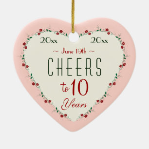Beifall zu Weihnachtsgeschenken zum 10. Hochzeitst Keramik Ornament