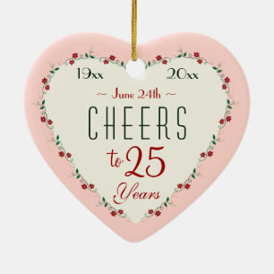 Beifall zu Weihnachtsgeschenken zum 25. Hochzeitst Keramikornament