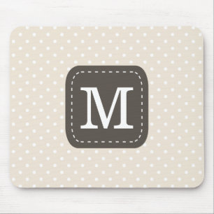 Beig Polka-Punkt-Muster mit personalisiertem Mousepad