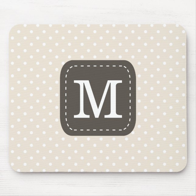 Beig Polka-Punkt-Muster mit personalisiertem Mousepad (Vorne)
