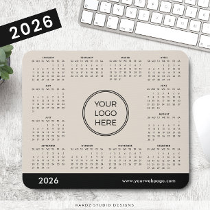 Beige 2026 Werbekalender für Firmenlogos Mousepad