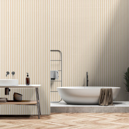 Beige 2 Zoll breite Metzgerstreifen Tapete