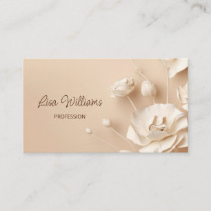 Beige 3D-einfache Blume Visitenkarte