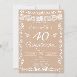 Beige 40. Geburtstagsfeier Einladung