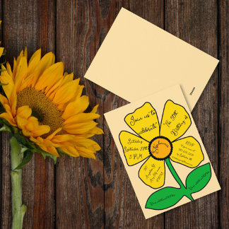 Beige 50. Geburtstag Gold Doodle Blume Einladung