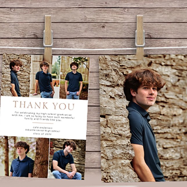 Beige 6 Photo Gras Texte Graduation Merci (Créateur téléchargé)