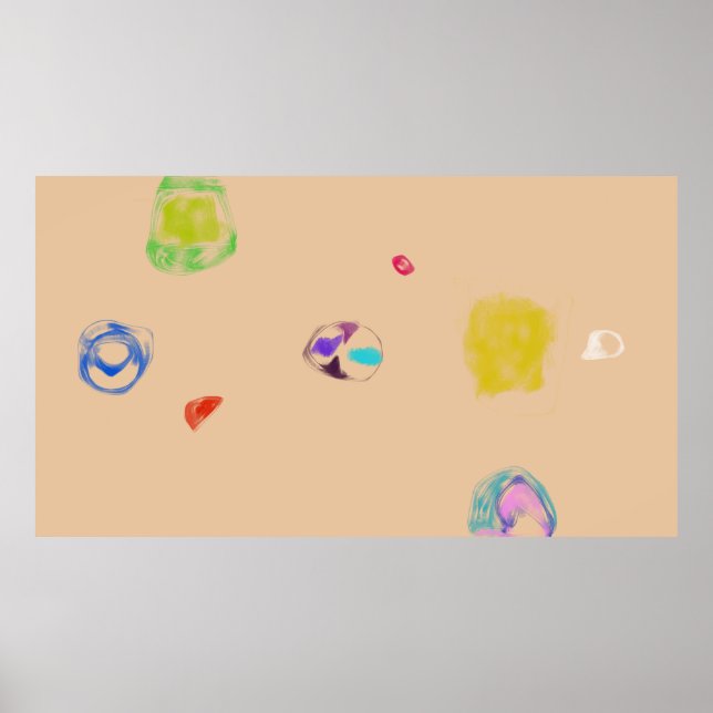 Beige Abstract Objects Simple Drawing Poster (Vorne)