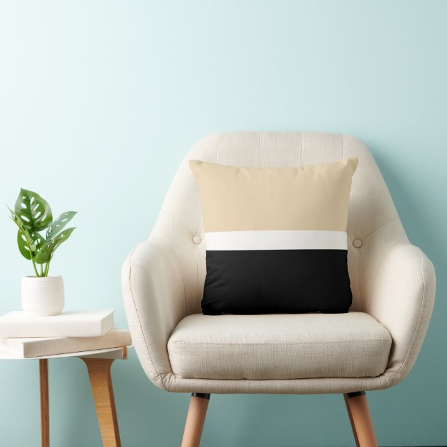 Beige Abstrakte Streifen Kissen (Stuhl )