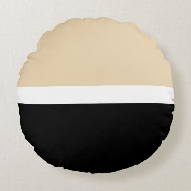 Beige Abstrakte Streifen Rundes Kissen (Vorderseite)