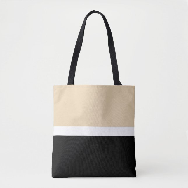 Beige Abstrakte Streifen Tasche (Vorderseite)