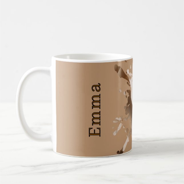 Beige abstrakter Papiertassen-Monogramm Kaffeetasse (Links)