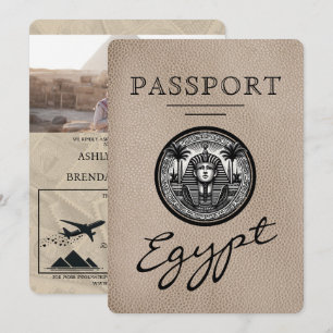 Beige Ägypten Reisepass Hochzeitseinladung Einladung