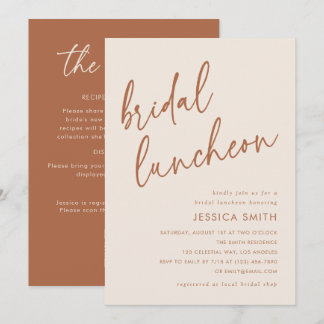 Beige All in One QR-Code-Bridal-Luncheon-Einladung Einladung