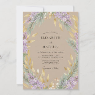 Beige Amethyst Wisteria Hochzeit Einladung