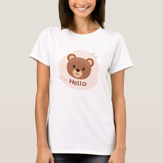 Beige and Brown Cute Illustrative T-Shirt (Vorderseite)