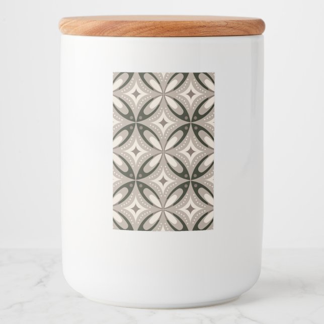 Beige and Brown Retro circular shapes Lebensmitteletikett (Vorderseite)