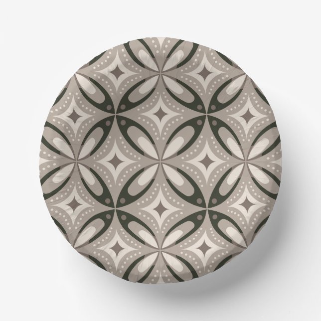 Beige and Brown Retro circular shapes Pappteller (Vorderseite)