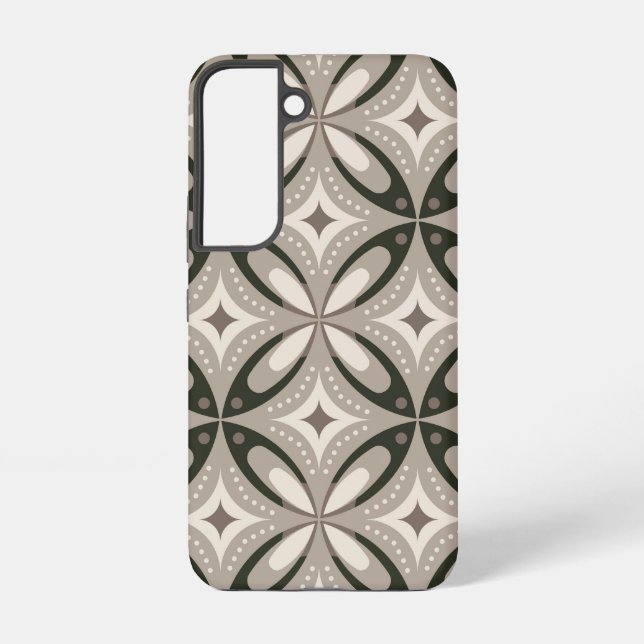 Beige and Brown Retro circular shapes Samsung Galaxy Hülle (Rückseite)