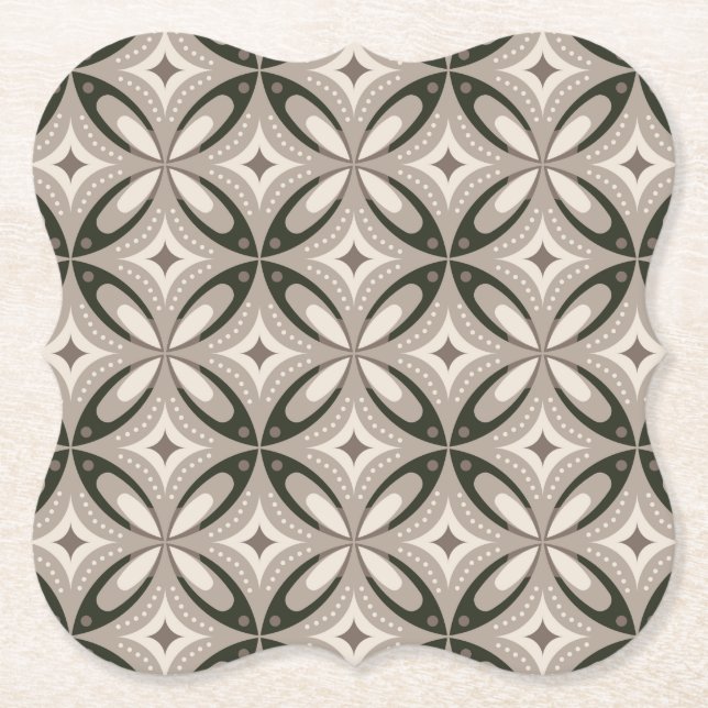 Beige and Brown Retro circular shapes Untersetzer (Vorderseite)