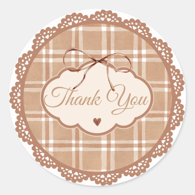 Beige and Brown Retro Thank You Circle Sticker (Vorderseite)